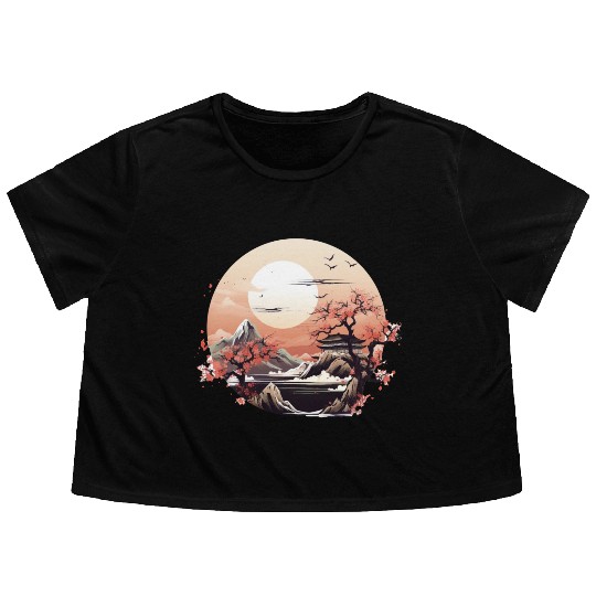 Serenity in Sakura Flowy Cropped Tees