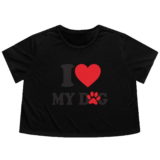 I Love My DOG Flowy Cropped Tees