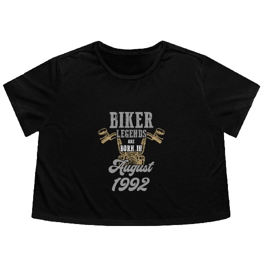 Motorcyclist Motorcycle Biker Born 1992 Flowy Cropped Tees
