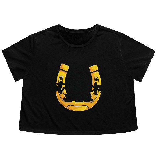 My First Saint Patricks Day Horseshoe Flowy Cropped Tees