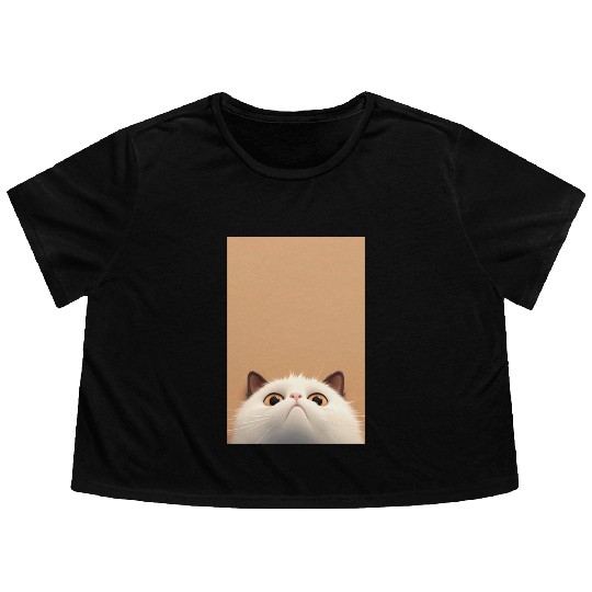 Cranky Whiskers - Adorable Grumpy Cat Flowy Cropped Tees
