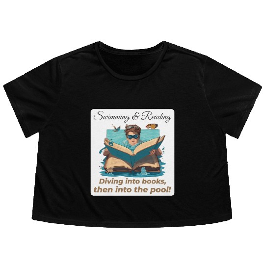 Bookish Splash Swimmer Book Lover Flowy Cropped Tees