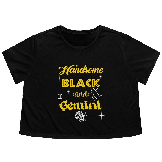 Handsome Black Gemini Flowy Cropped Tees