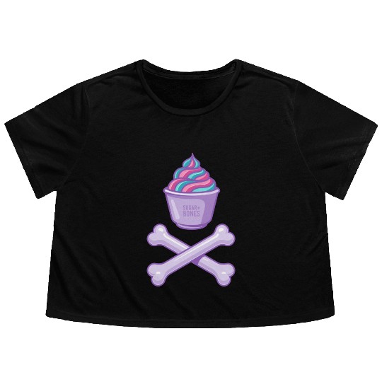Ice Cream And Bones On Light Colours Flowy Cropped Tees