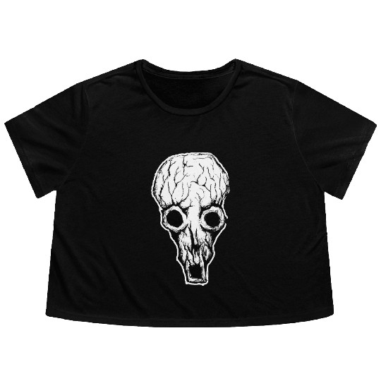 Dazzled Weirdo - Cutout Black - Drawing Style Flowy Cropped Tees