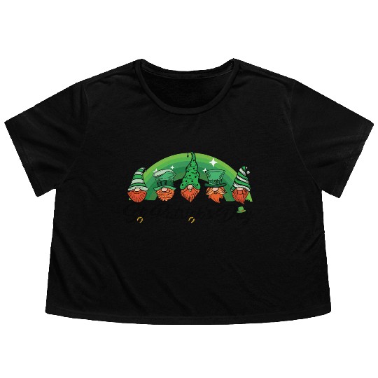 Saint Patrick s Day Horseshoe Clover Shamrock Flowy Cropped Tees