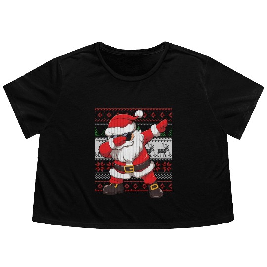 Dabbing Santa Funn Ugly Flowy Cropped Tees