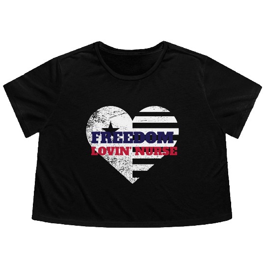 Freedom Lovin' Nurse Flowy Cropped Tees