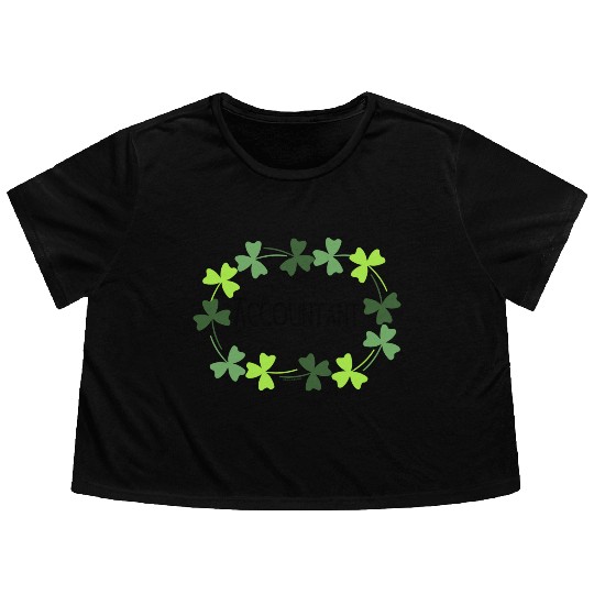 Accountant Green Shamrock Oval Flowy Cropped Tees