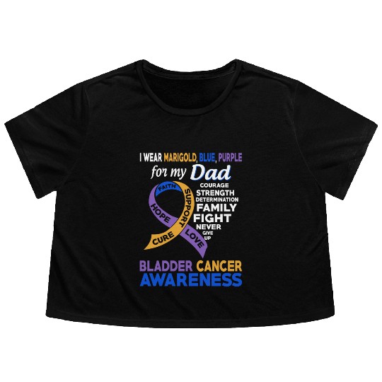 I Wear Marigold Blue Purple For My Dad Bladder Flowy Cropped Tees