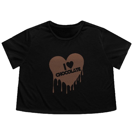 I Love Chocolate Candy Heart Lover Flowy Cropped Tees