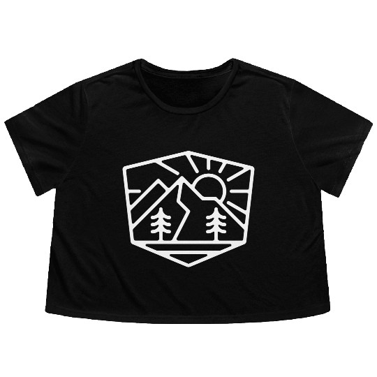 Sunrise And Mountain For Dark Flowy Cropped Tees