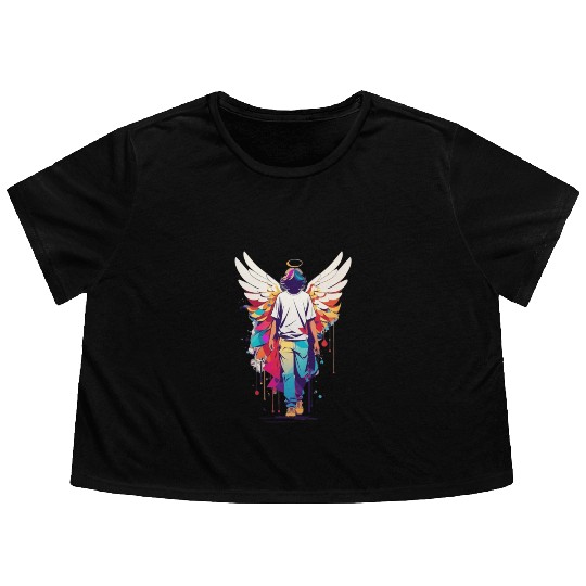 Angel with no face Flowy Cropped Tees
