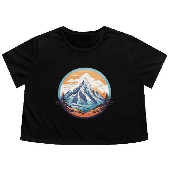 Mountains Design Flowy Cropped Tees