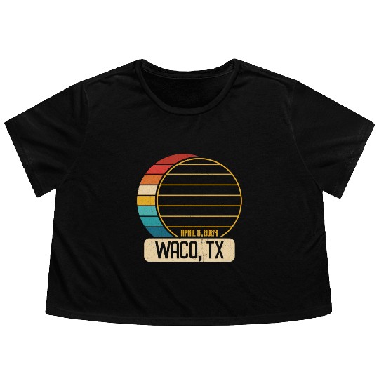 Total Solar Eclipse Texas Waco April 28 2024 Flowy Cropped Tees