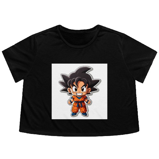 Goku Sticker Happy Bold Colors art toy style Flowy Cropped Tees