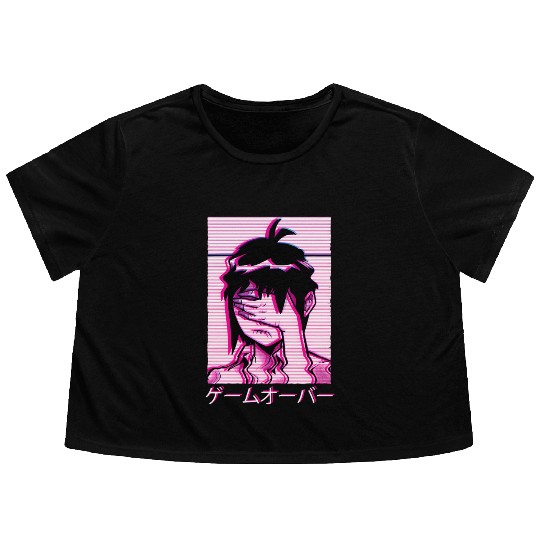Vaporwave E Japanese Aesthetic Anime Sad E Flowy Cropped Tees
