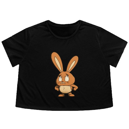 angry bunny Flowy Cropped Tees