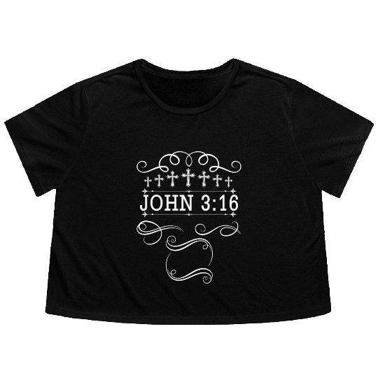 John 3:16 Love Jesus Christian Christmas Flowy Cropped Tees
