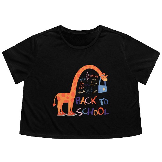 Happy Giraffe back to school Flowy Cropped Tees
