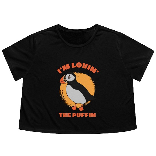 Lovin The Puffin Bird Lover Puffins Flowy Cropped Tees