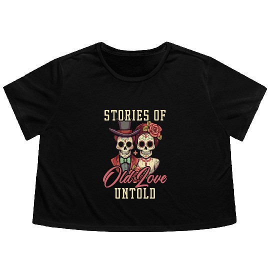 Dia De Los Muertos Sugar Skull Mexican Holiday Flowy Cropped Tees
