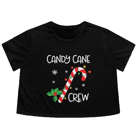 Candy Cane Crew Funny Christmas Lights Xmas Gift Flowy Cropped Tees