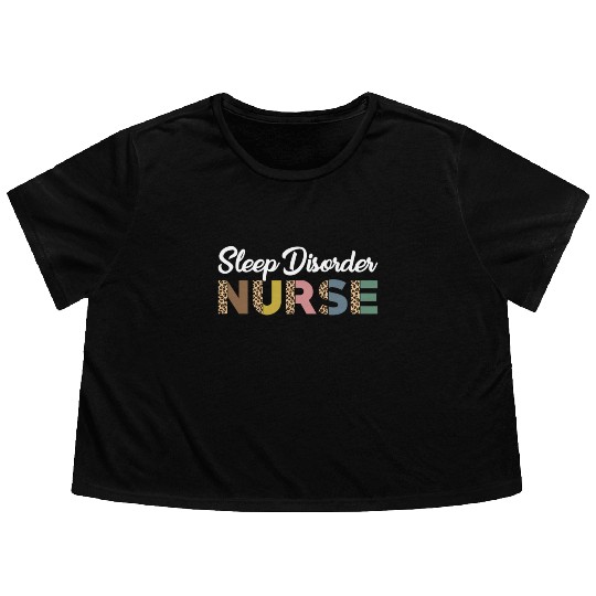 Sleep Disorder Nurse Leopard Pattern Flowy Cropped Tees