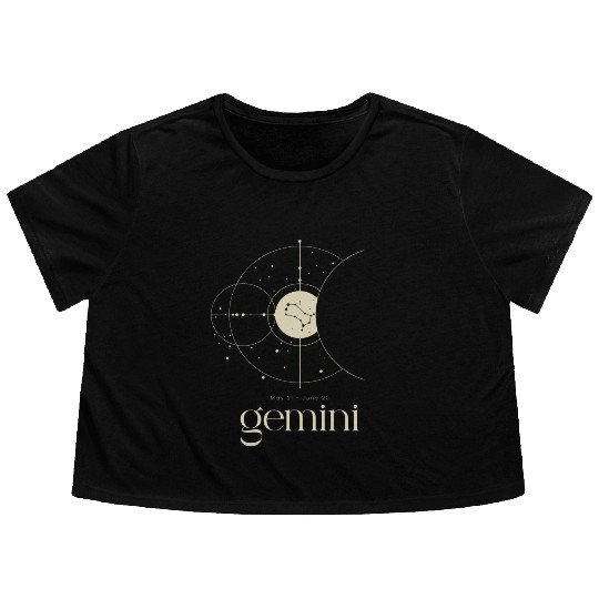Gemini Star Constellation Zodiac Minimalist Flowy Cropped Tees