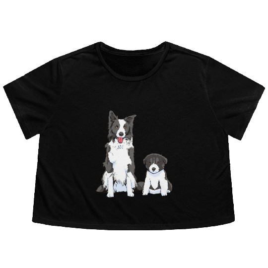 Border Collie Dogs Lover Father s Day Flowy Cropped Tees