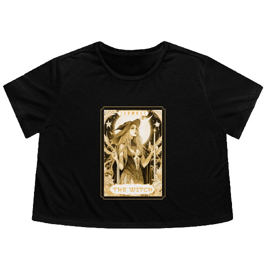 Dark Witch Tarot Card Magic Boho Mystic Celestial Flowy Cropped Tees