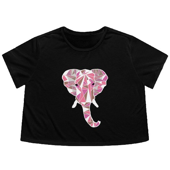 pink elephant Flowy Cropped Tees