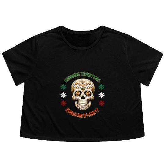 Mexican calavera Flowy Cropped Tees