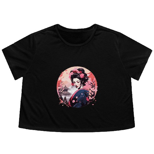 Geisha of Japan Flowy Cropped Tees