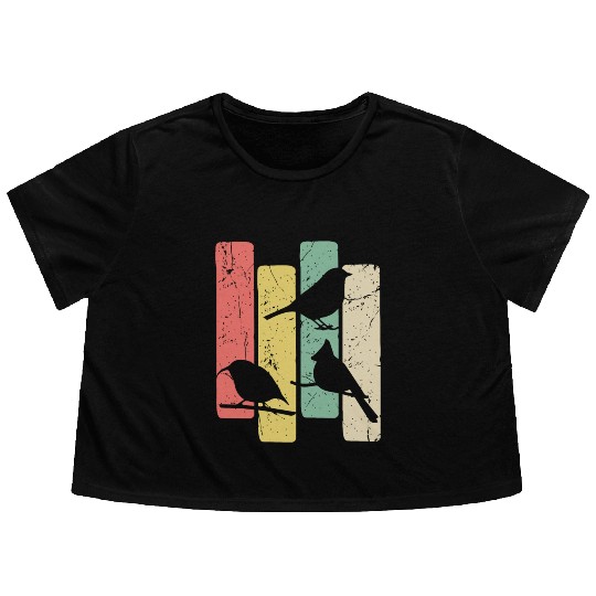 Birds Art Budgie Heron Sparrow Robin Hummingbird Flowy Cropped Tees