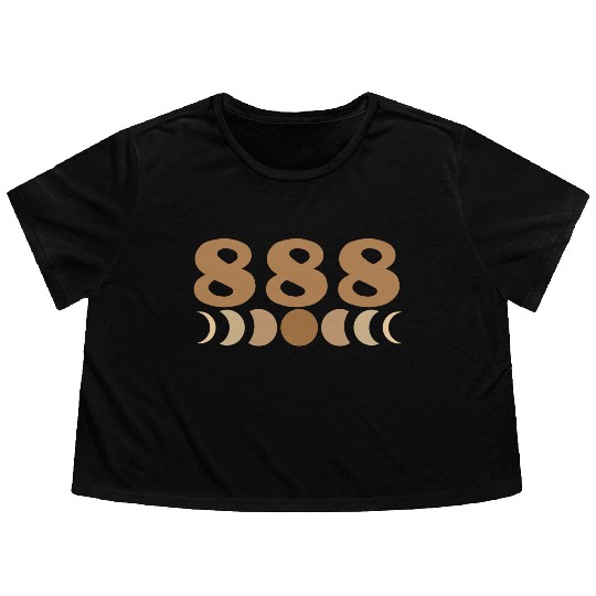 Moon Cycle Brown Angel Numbers 888 Flowy Cropped Tees