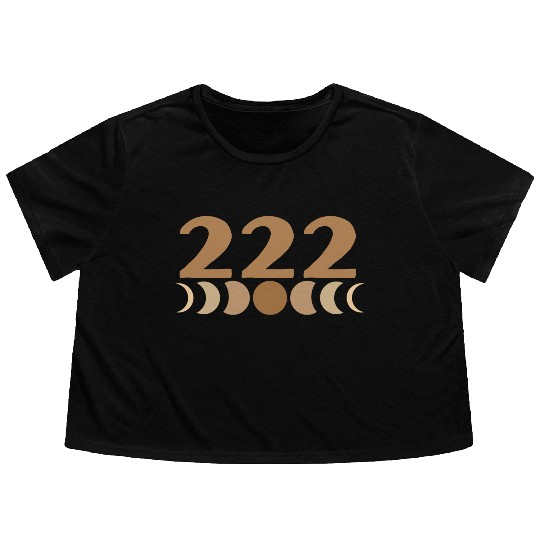 Moon Cycle Brown Angel Numbers 222 Flowy Cropped Tees