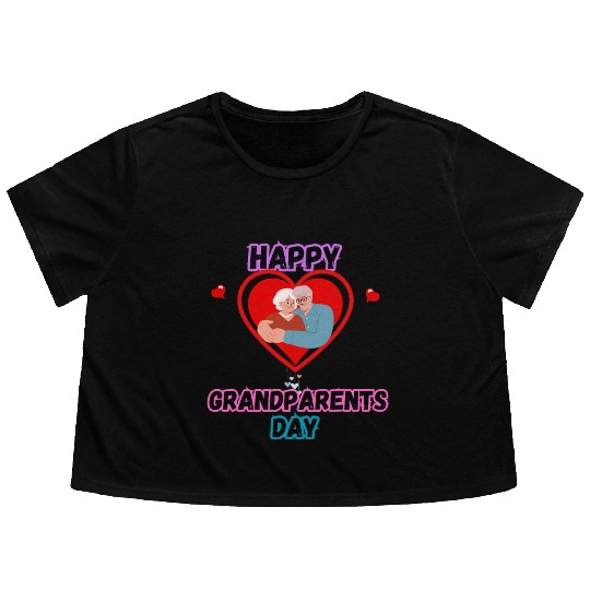 Happy Grandparents Day Flowy Cropped Tees
