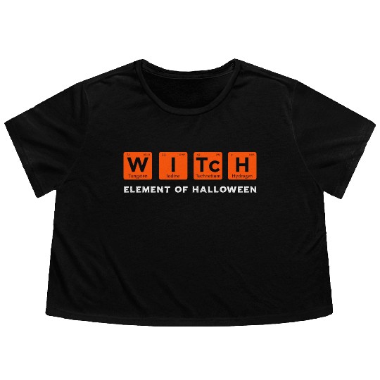 Periodic Table Witch Element of Halloween Flowy Cropped Tees