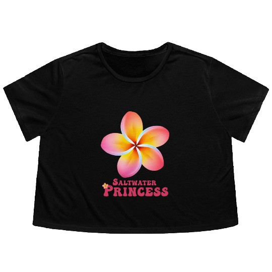 Surfing Girl Plumeria Flowy Cropped Tees