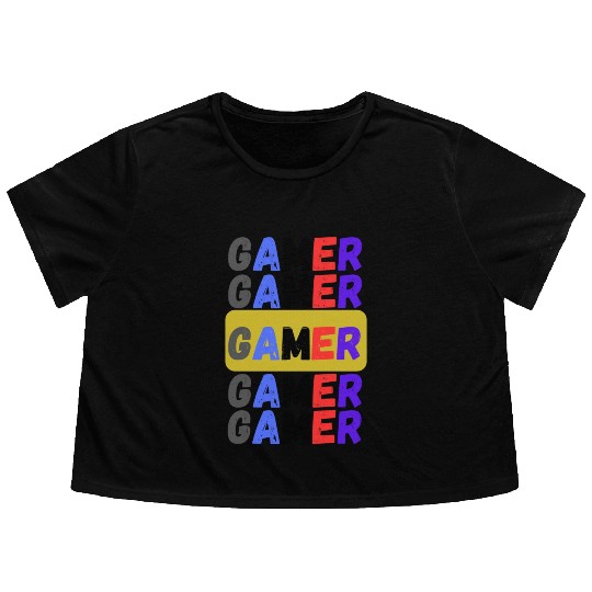 Distressed Retro Gamer Flowy Cropped Tees