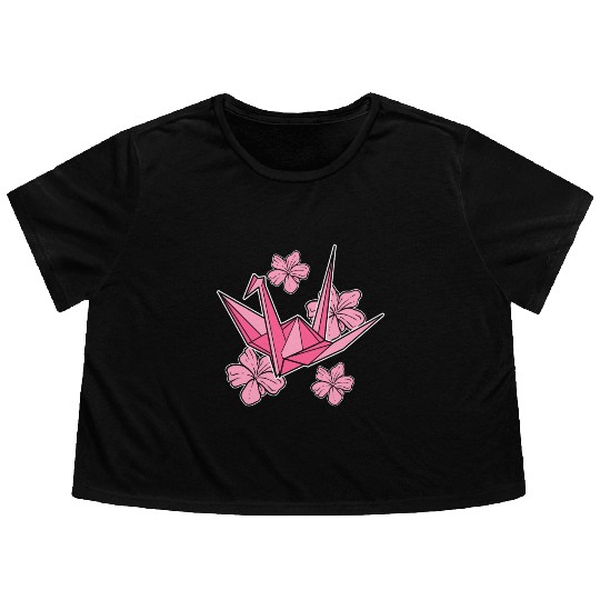Sakura Origami Artisan Flowy Cropped Tees