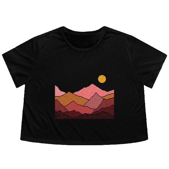 Mountains Nature Adventure Outdoor Flowy Cropped Tees