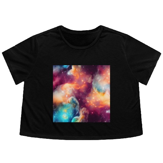 Galaxy nebula abstract design Flowy Cropped Tees