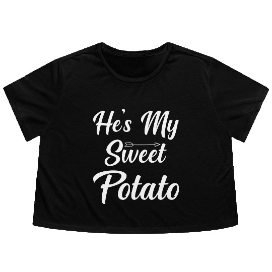 He s My Sweet Potato Thanksgiving Flowy Cropped Tees