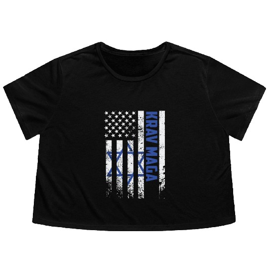 Krav Maga American USA Israel Flag Flowy Cropped Tees