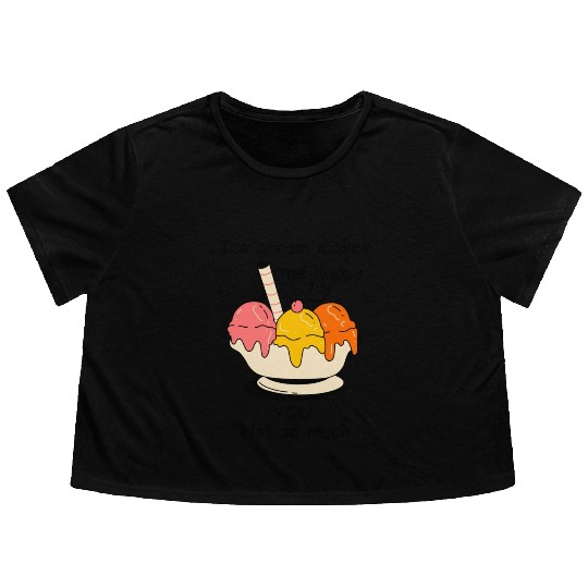 Ice cream makes me happy Flowy Cropped Tees