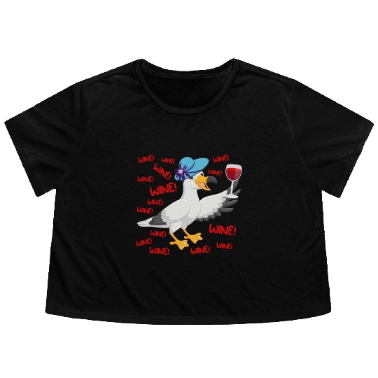 Seagull Flowy Cropped Tees Wine Lover North German Seagulls