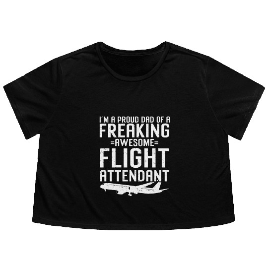 Flight Attendant Dad Airplane Flight Attendant Flowy Cropped Tees