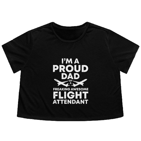 Flight Attendant Dad Airplane Flight Attendant Flowy Cropped Tees